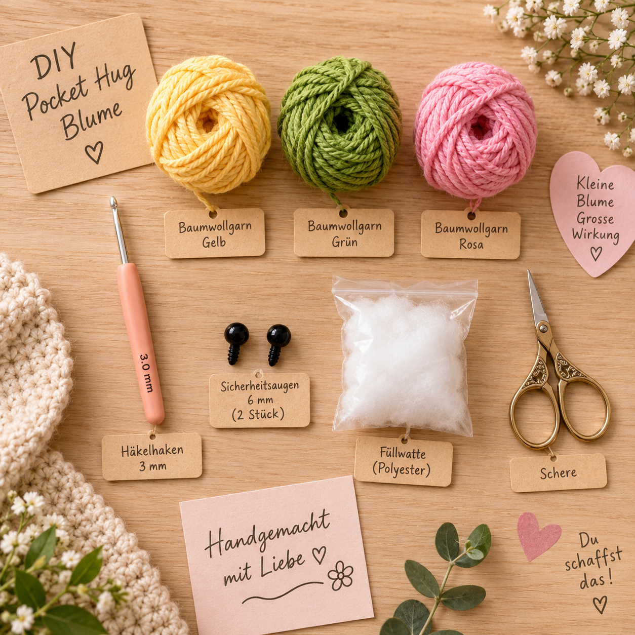 Material für eine Pocket Hug Blume