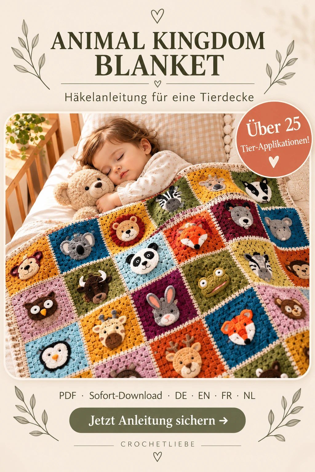 Animal Kingdom Blanket: Tierdecke häkeln mit 30 Tier-Applikationen (PDF)
